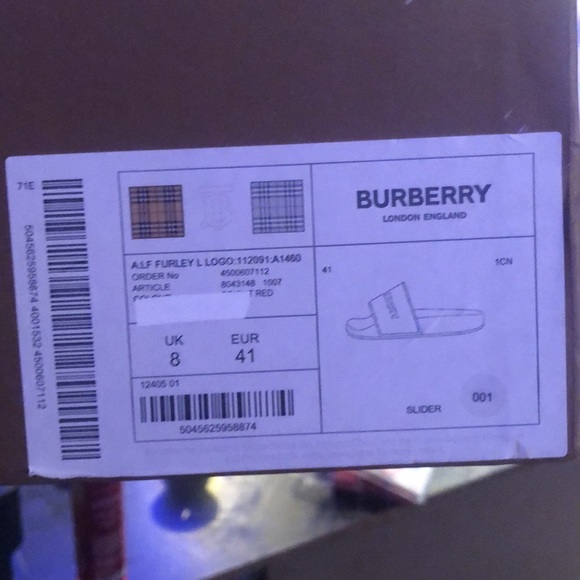 Womens Red Burberry Slide POOL SANDAL LIGHTLY WORN - Picture 5 of 5